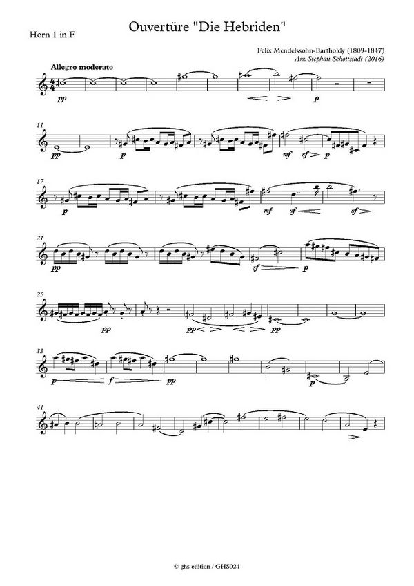 Mendelssohn-Bartholdy, Felix (arr. Stephan Schottstädt)