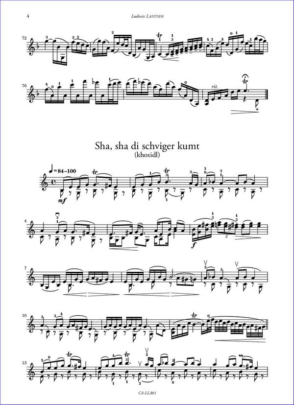 Ludovic Lantner, Suite de mélodies sur des thèmes klezmer