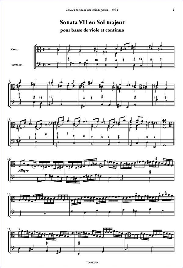 August Kühnel, Sonate ô partite ad una viola da gamba (Volume 1)