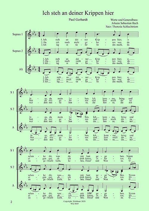 Theresia Schlechtriem, Ich steh an deiner Krippen hier