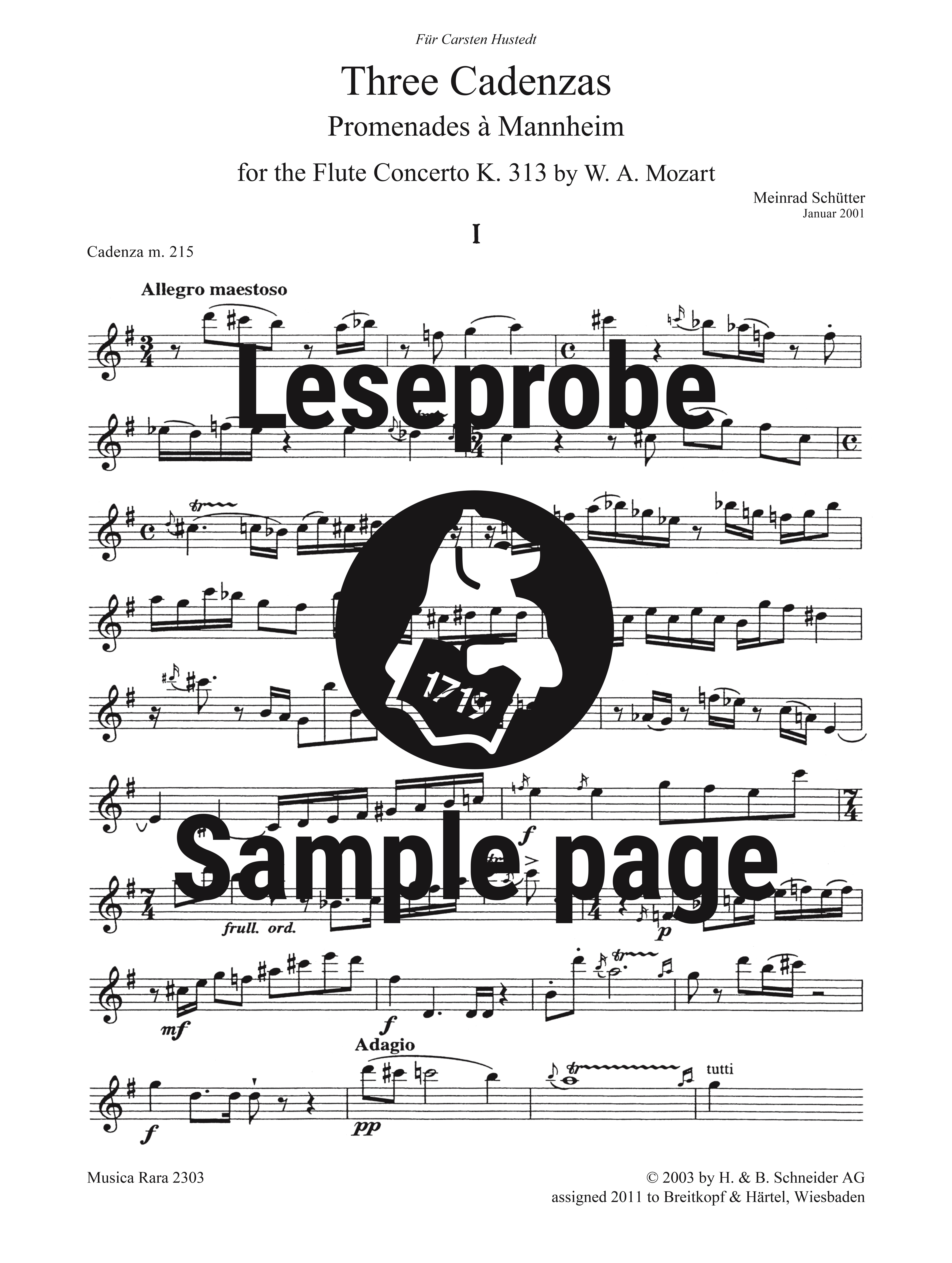 Schütter, Meinrad 3 Kadenzen 'Promenades à Mannheim'