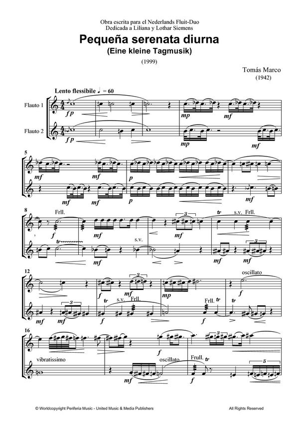 Marco, Tomás, Pequen~a serenata diurna