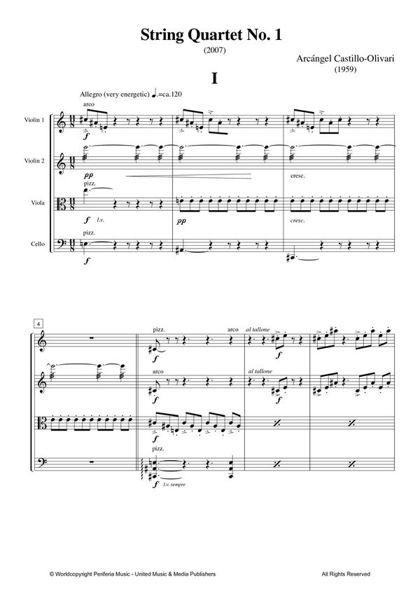 Castillo-Olivari, Arcángel, String Quartet No. 1