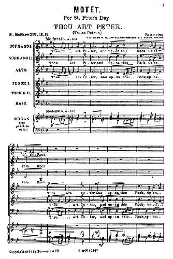 Palestrina, G Thou Art Peter Motets Bridge Ssattb