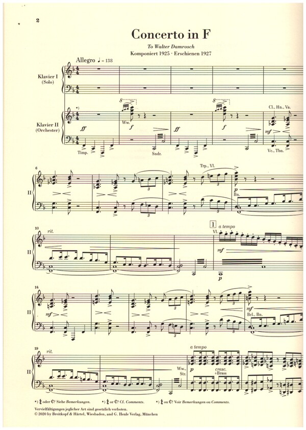 Concerto in F für Klavier und Orchester