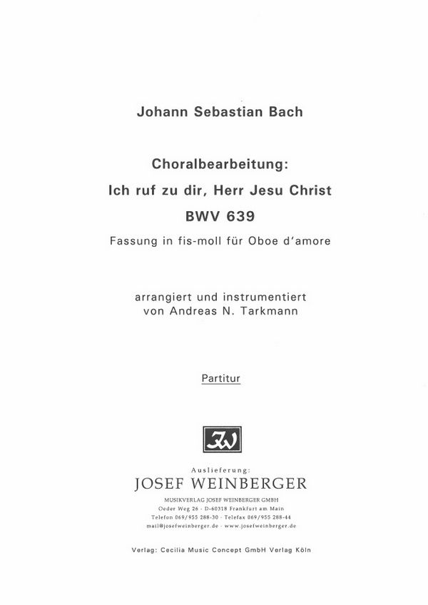Ich ruf zu dir, Herr Jesu Christ fis-Moll BWV639