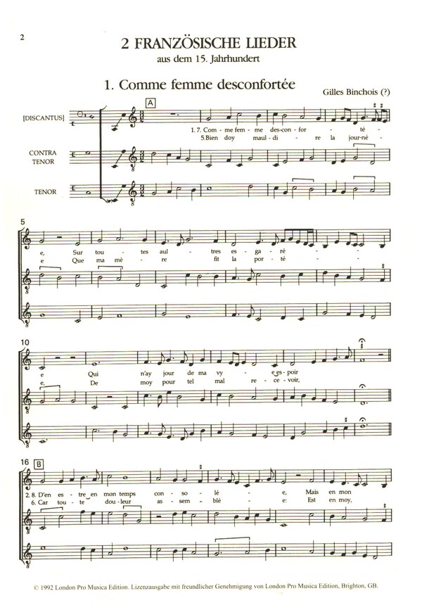 2 Französische Lieder aus dem 15. Jahrhundert