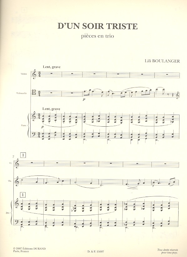 D'un soir triste pour violon, violoncelle