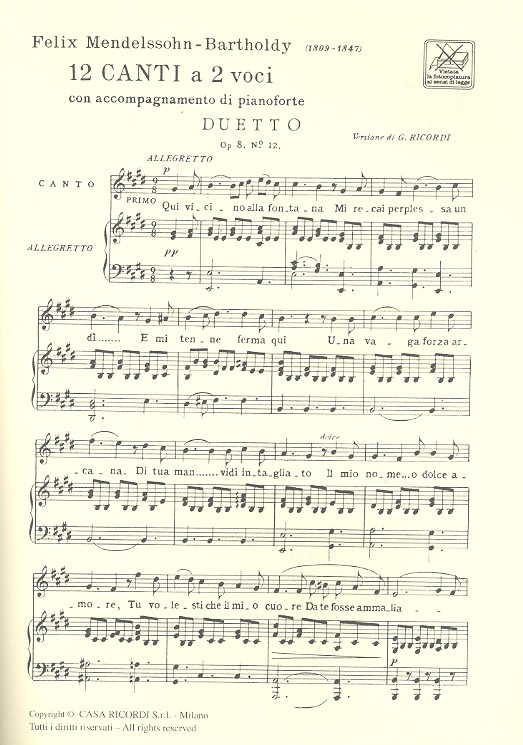 12 Canti a 2 voci