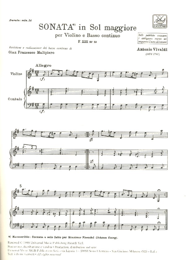 Sonata in sol maggiore F.XIII:13 (RV25)