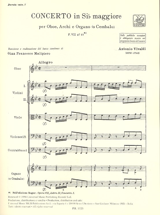 Concerto in sib maggiore op.VII no.7 F.VII no.15