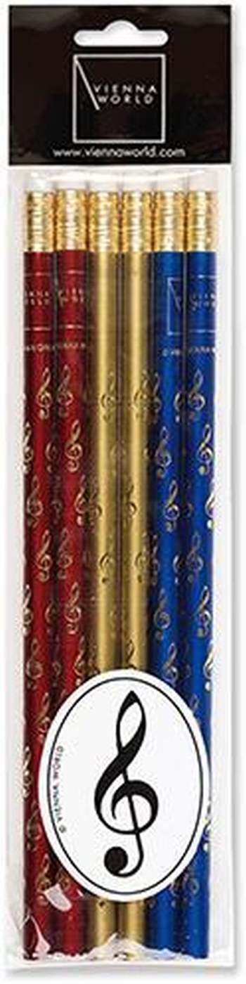 Bleistiftset Violinschlüssel rot/gold/blau