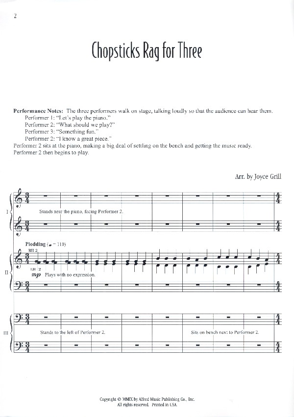 Chopsticks Rag for three