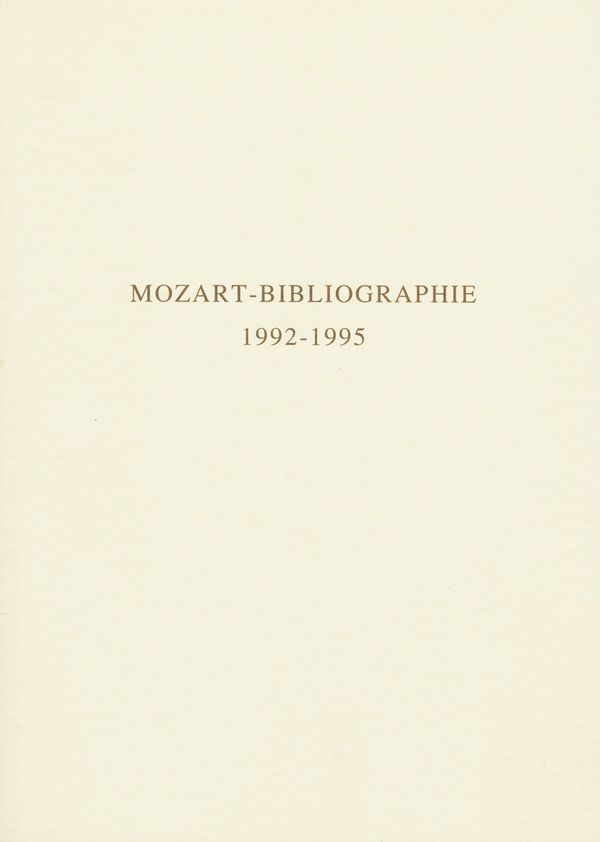 Mozart-Bibliographie 1992-1995
