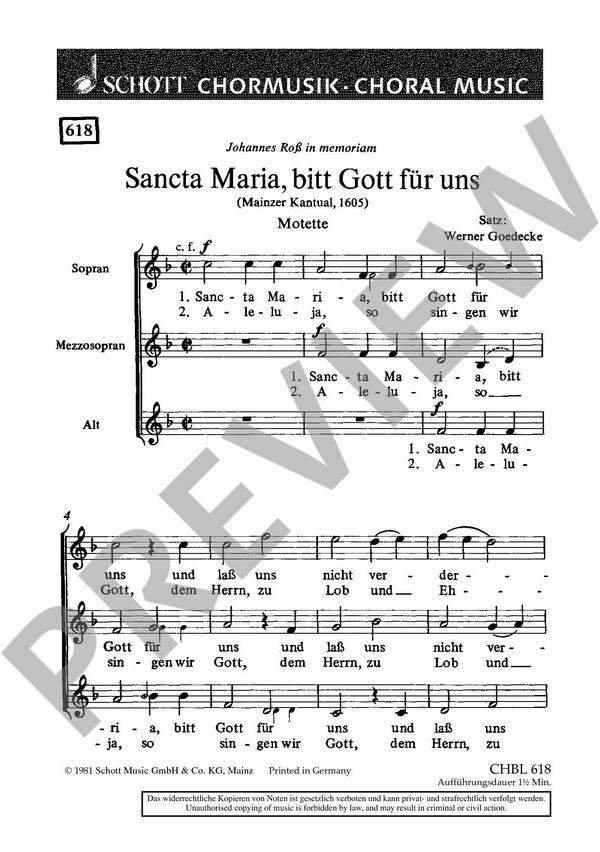 Sancta Maria, bitt Gott für uns