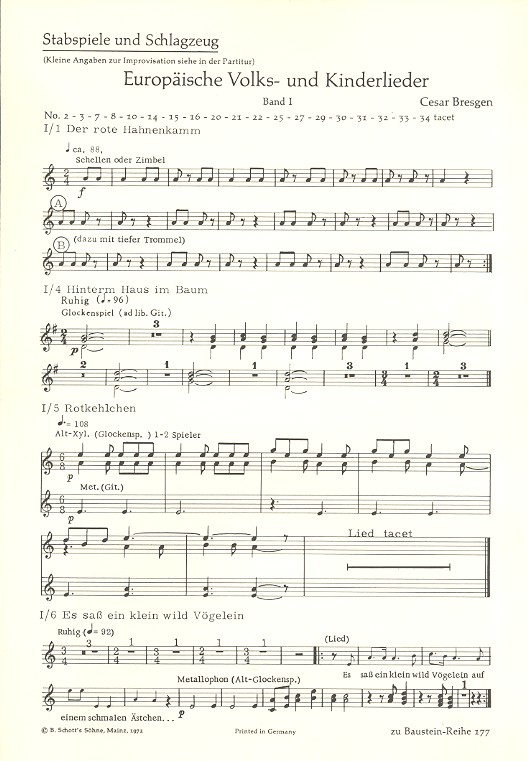 Europäische Volks- und Kinderlieder Band 1