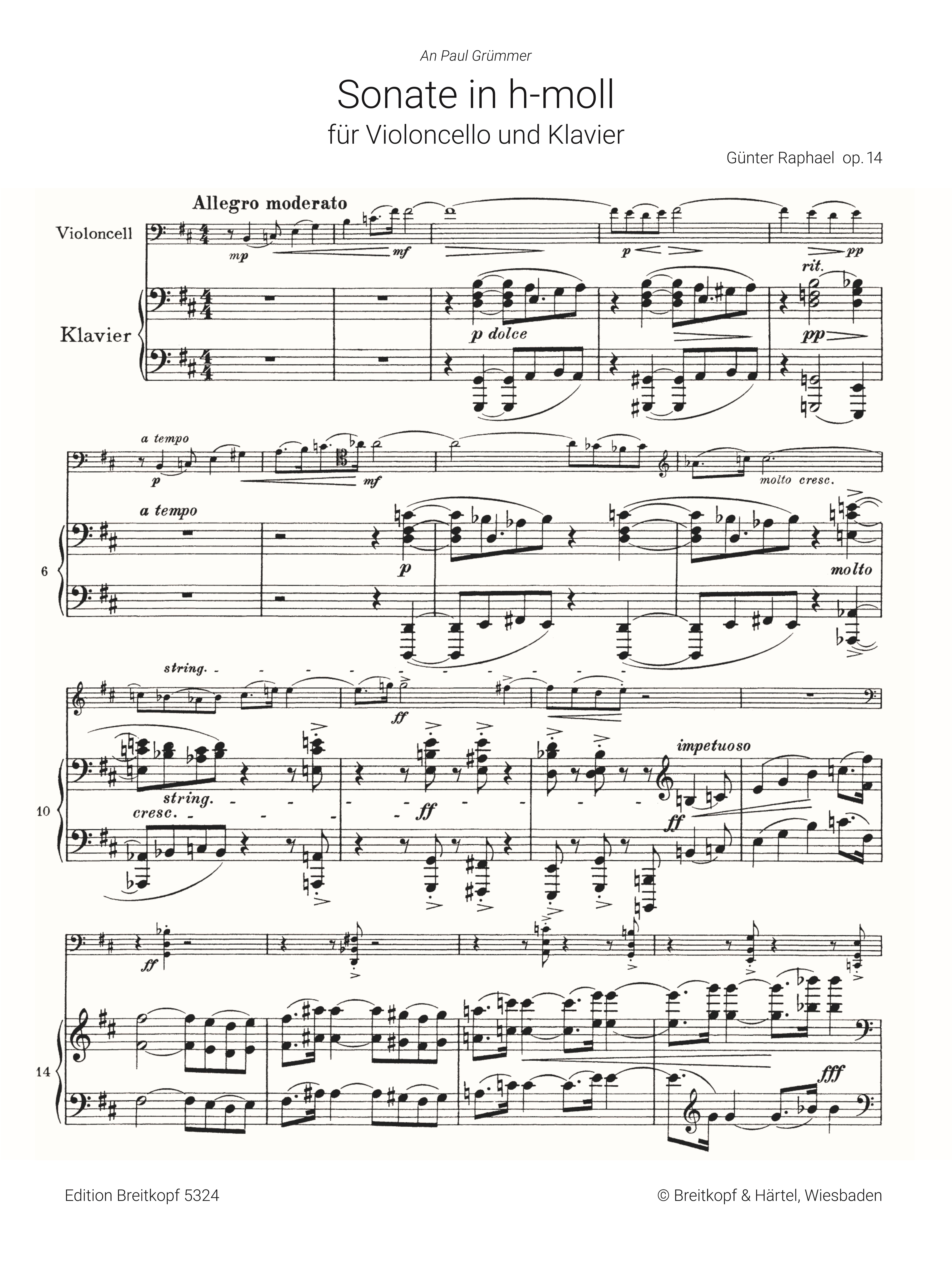 Raphael, Günter Sonate op. 14