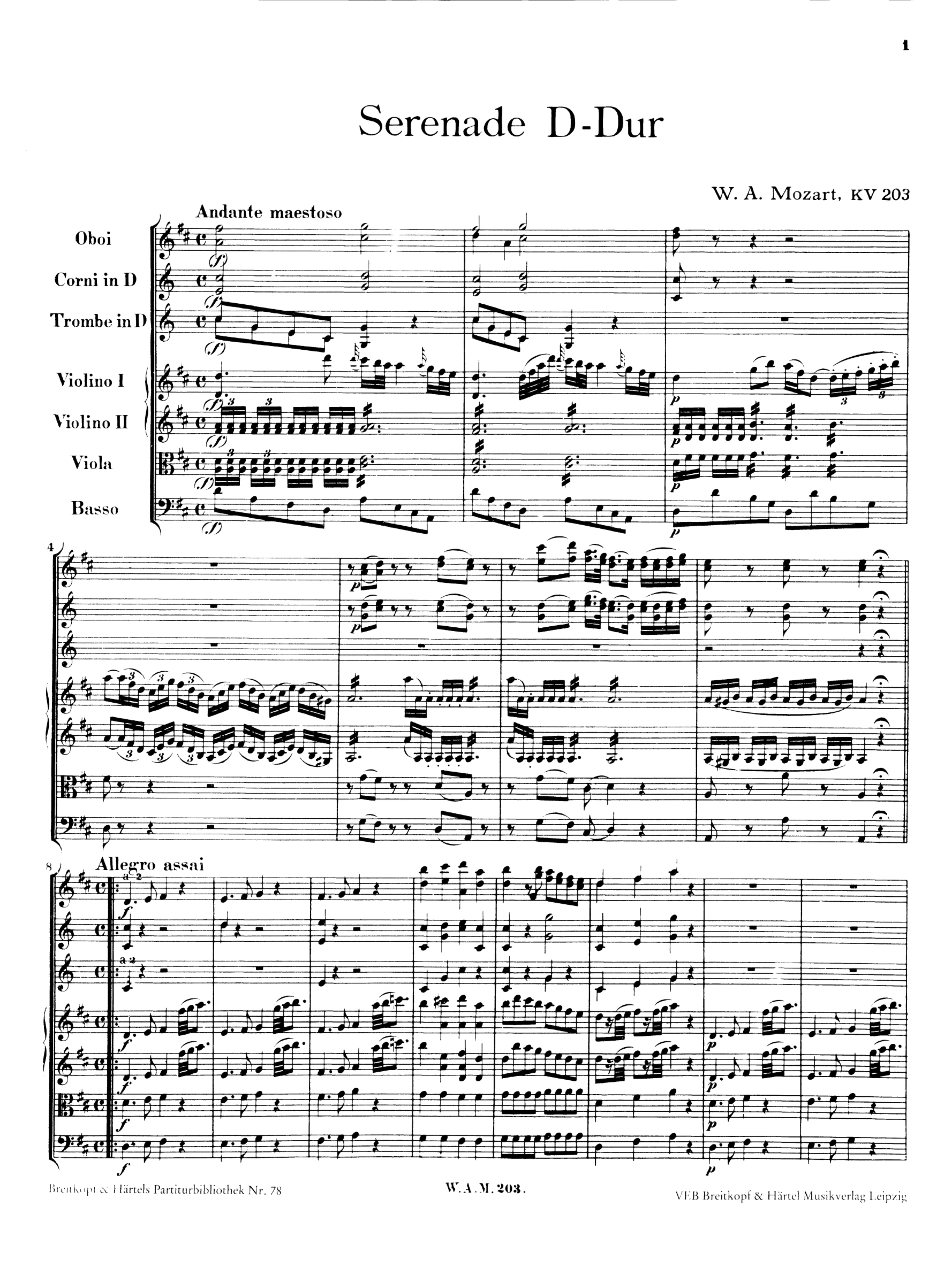 Serenade D-Dur KV203 (KV189b)