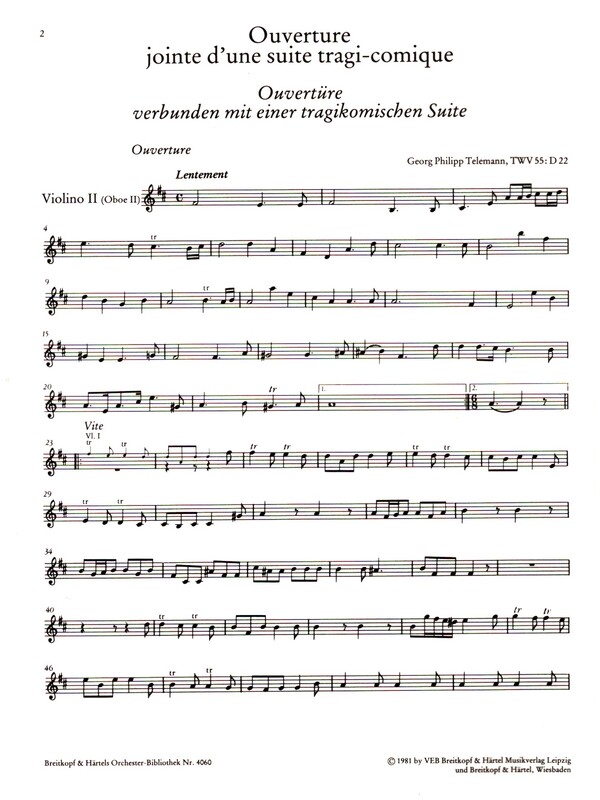 Ouvertüre D-Dur verbunden mit einer tragikomischen Suite