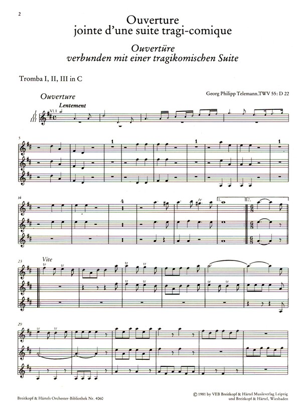 Ouvertüre D-Dur verbunden mit einer tragikomischen Suite