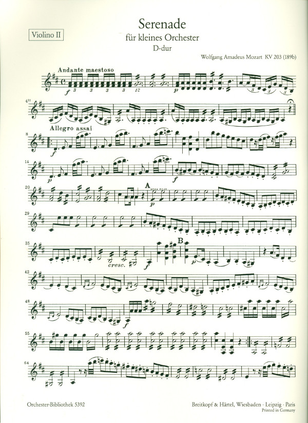 Serenade D-dur KV203 (KV189b)