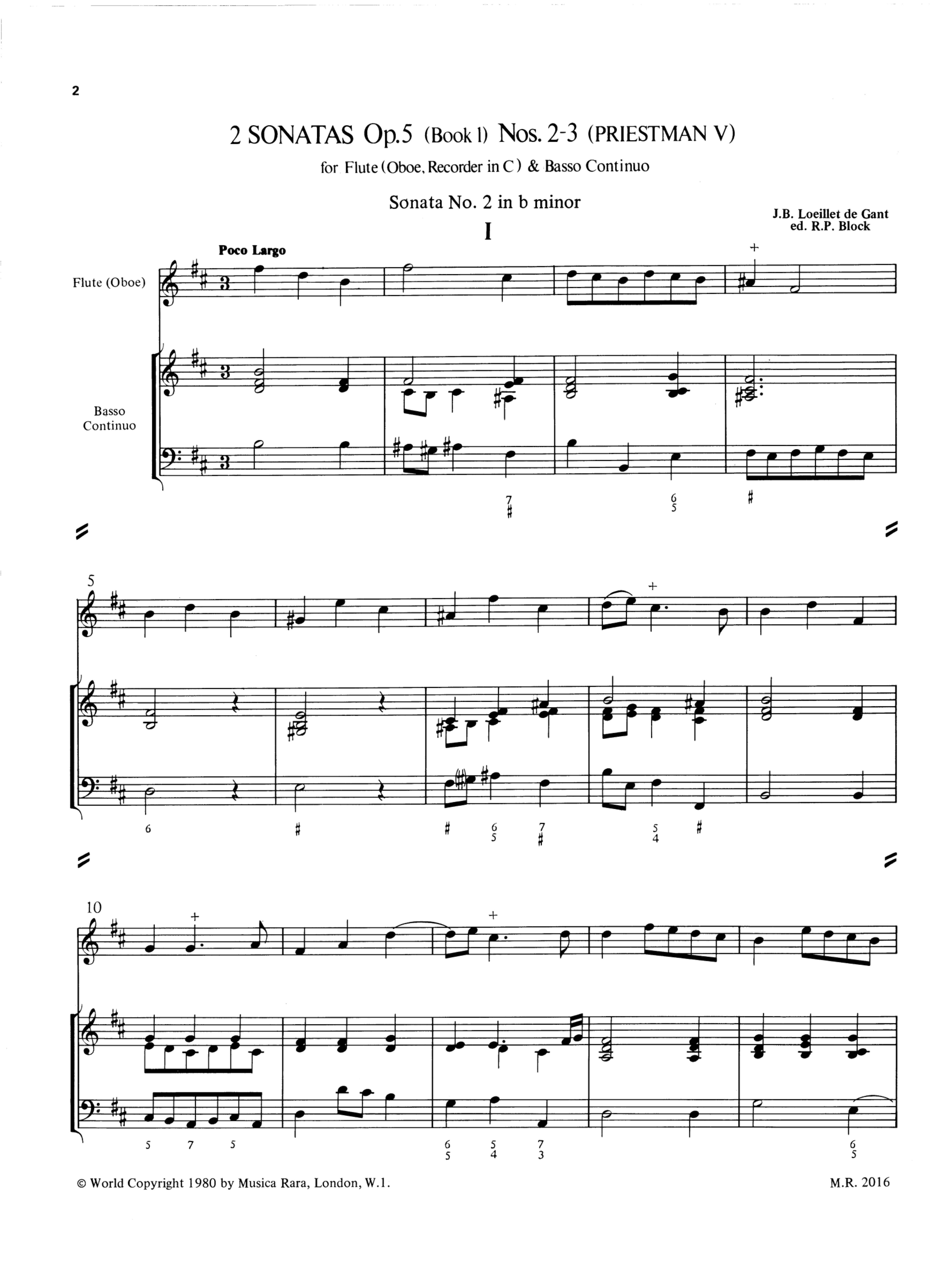 Loeillet de Gant, Jean Baptist Sonaten op. 5/2-3