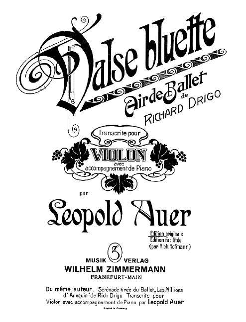 Drigo, R., Valse bluette, Air de ballet