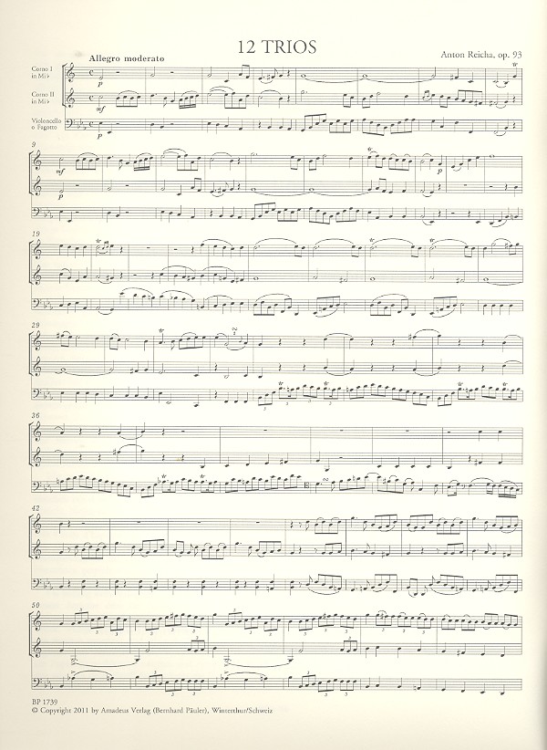 12 Trios op.93 für 2 Hörner und Violoncello