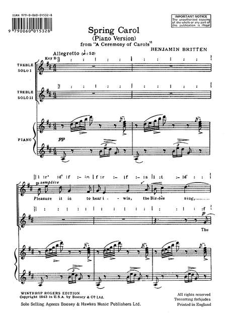 Spring Carol from "A Ceremony of Carols op. 28"
