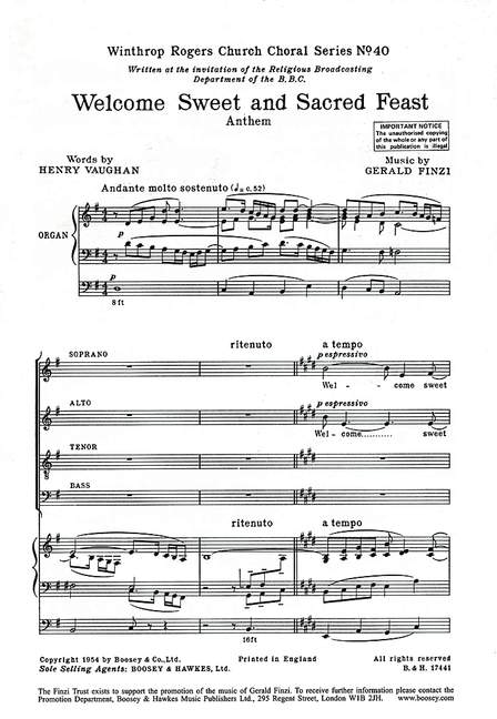 Welcome, Sweet and Sacred Feast op. 27/3 Nr. 40