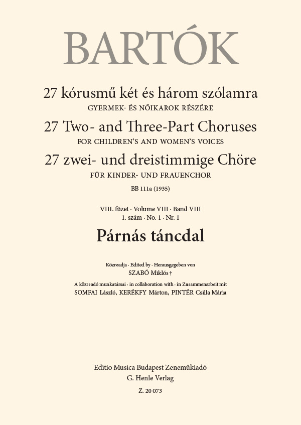 Párnás táncdal - 27 two- and three-part choruses