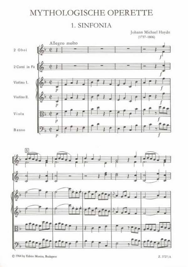 Haydn, Michael Three Pieces for Orchestra from Mythologische Operett