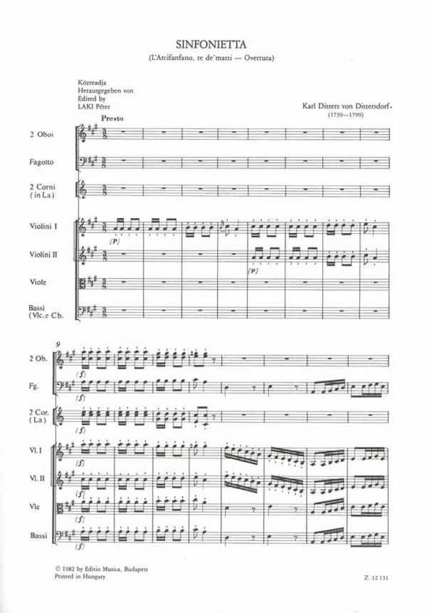 Dittersdorf, Carl Ditters von Sinfonietta