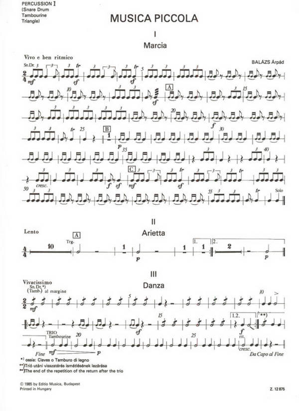 Balázs Árpád Musica piccola