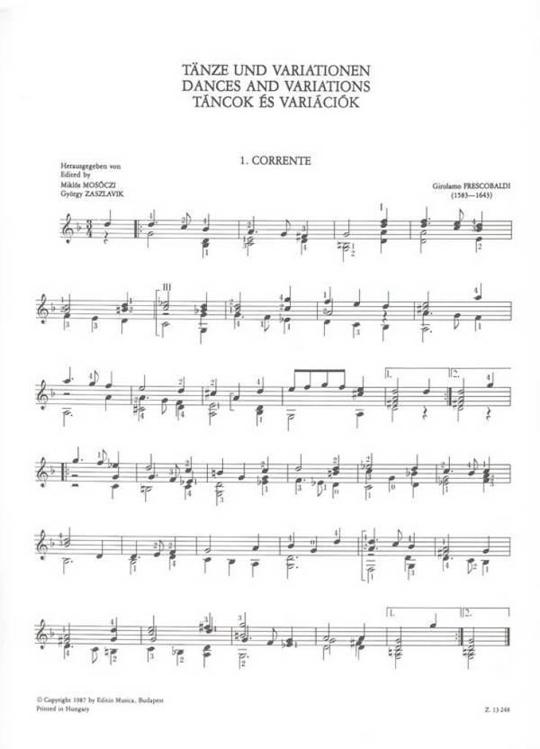 Frescobaldi, Girolamo Dances and Variations