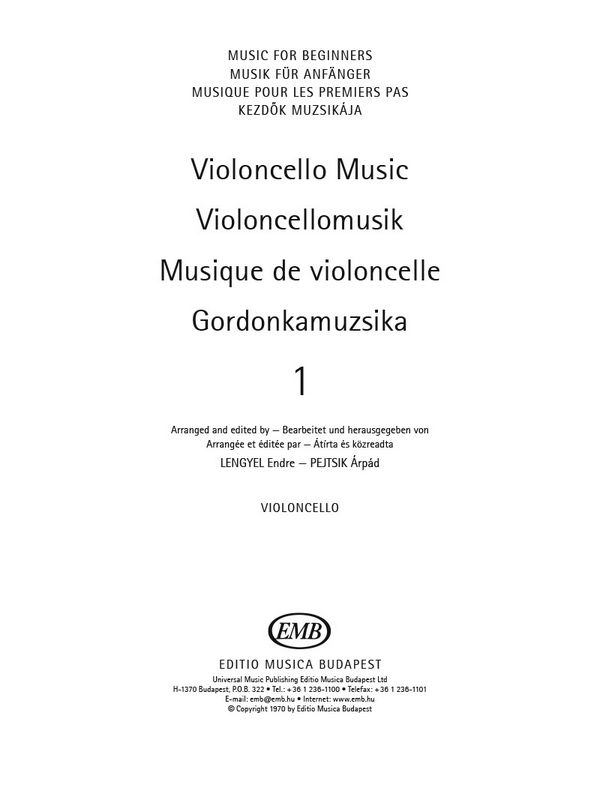 Violoncello Music for Beginnera