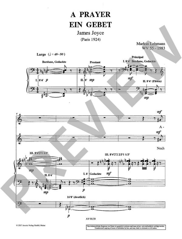 A Prayer - Ein Gebet WV 55 (James Joyce)