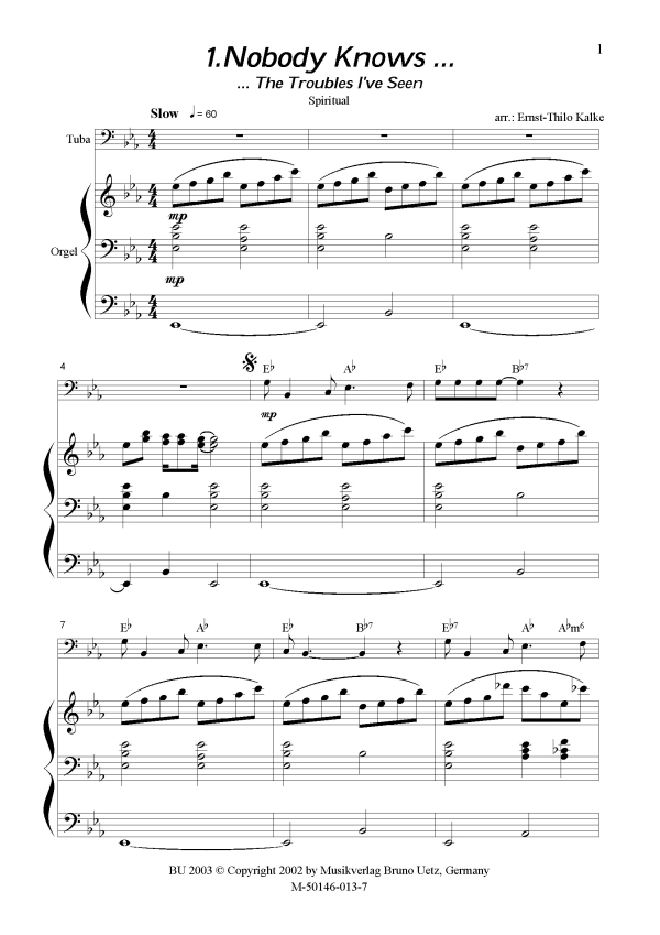 3 Spirituals für Tuba und Orgel