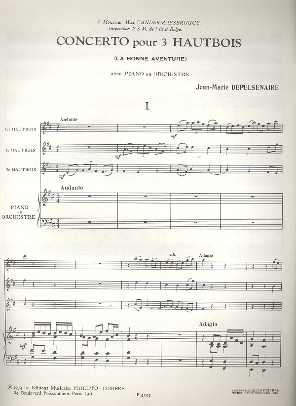 Concertino pour 3 hautbois et orchestre