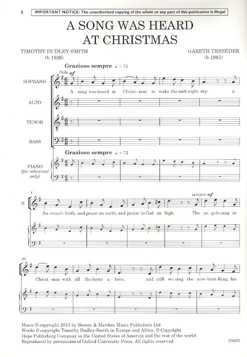 A song was heard at Christmas