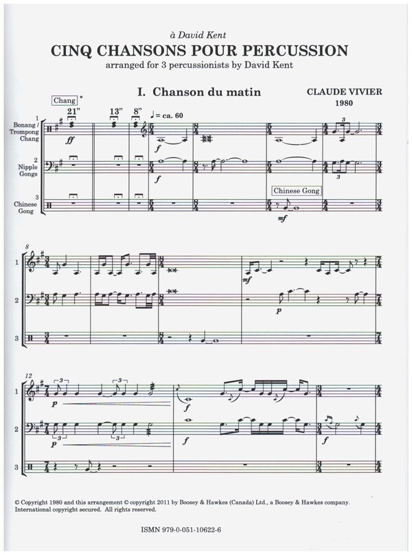 5 Chansons pour percussion