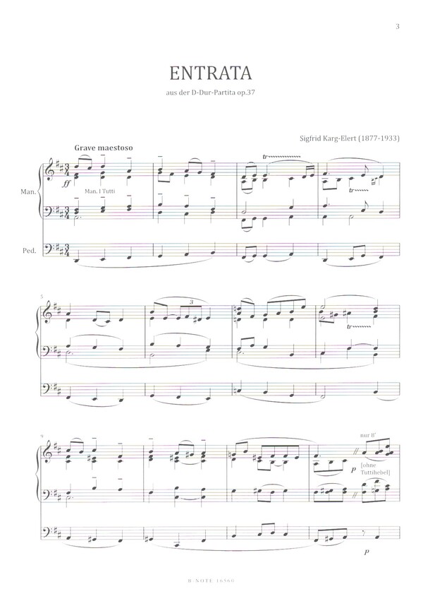 Karg-Elert, Sigfrid Entrata und Sarabande für Orgel aus op.37