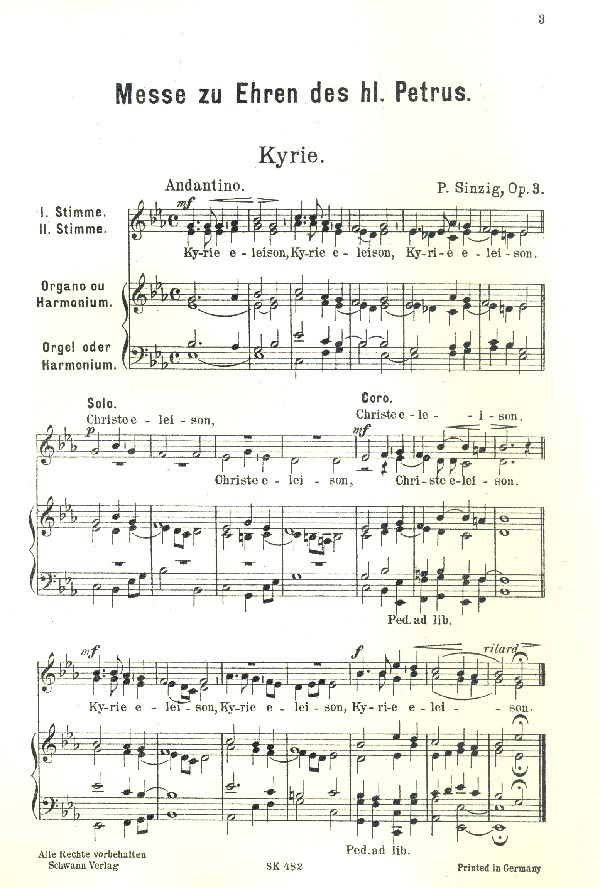 Messe zu Ehren des Heiligen Petrus op.3