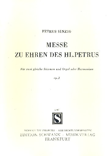 Messe zu Ehren des Heiligen Petrus op.3