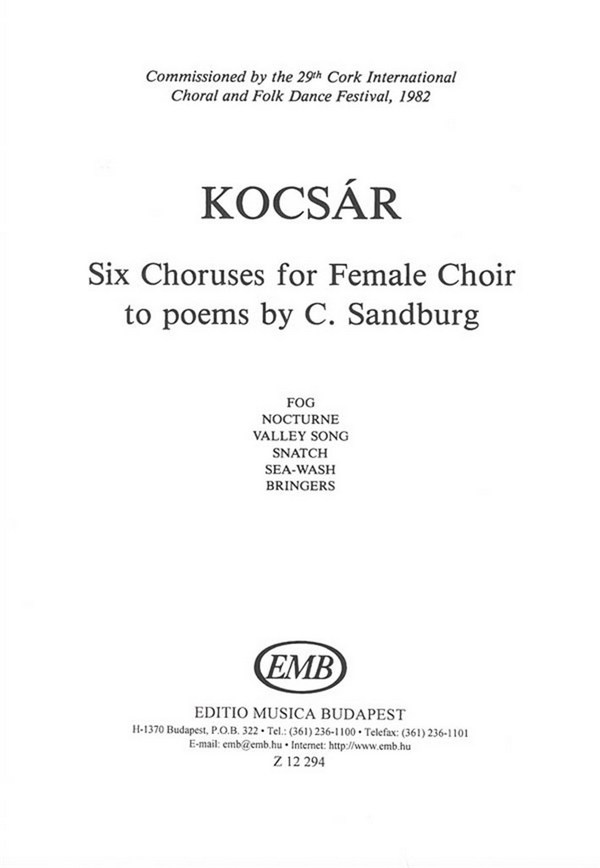 6 Choruses to Poems of Carl Sandburg