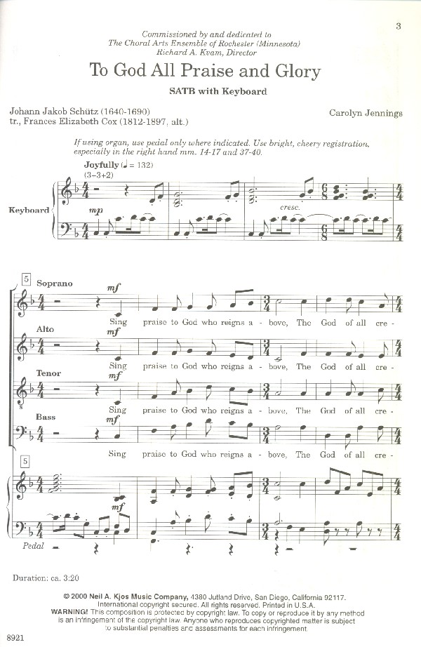 To God all Praise and Glory