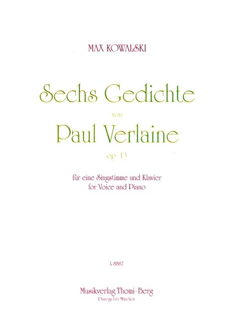 6 Gedichte von Paul Verlaine op.13