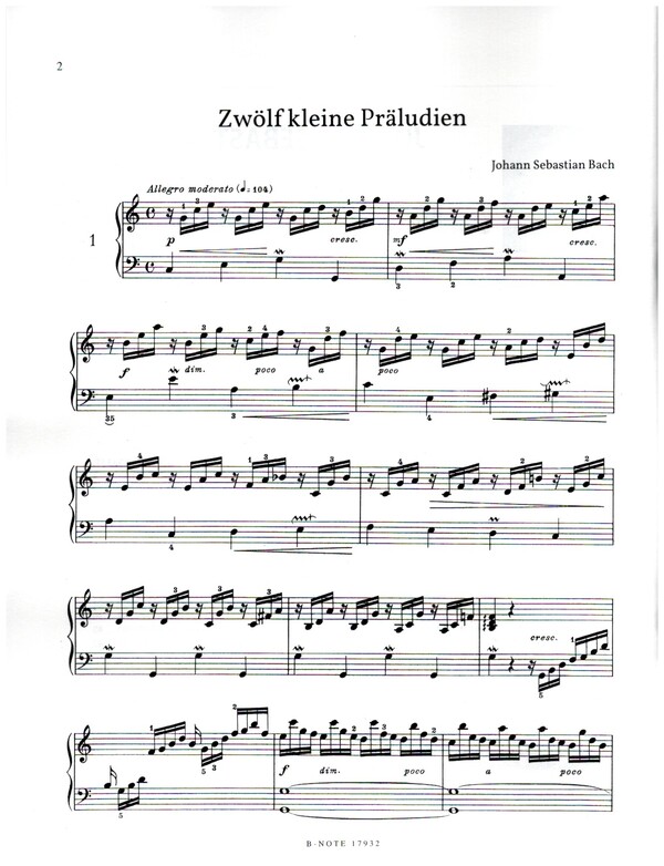 Klavierstücke für Bach-Anfänger