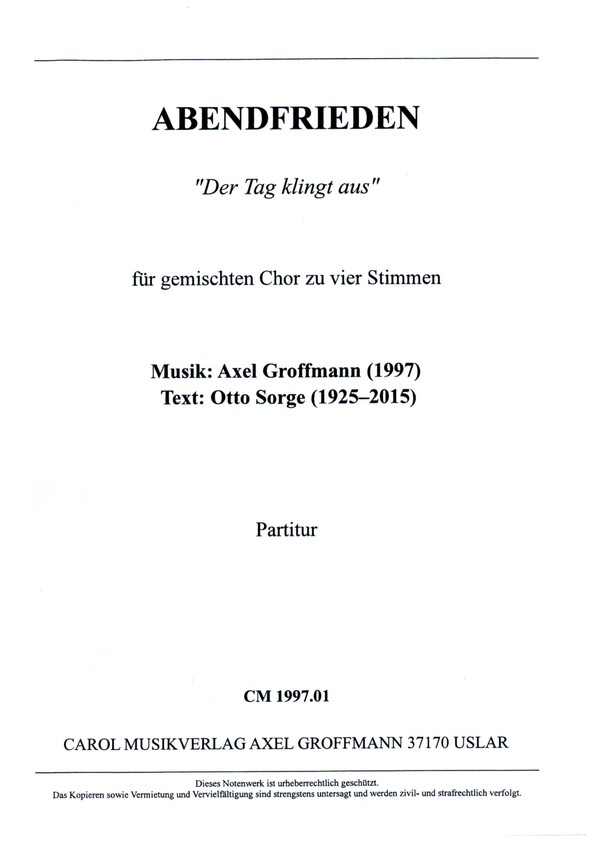 Abendfrieden "Der Tag klingt aus"