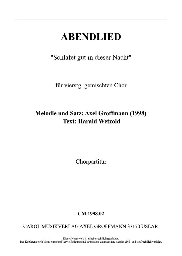 Abendlied 'Schlafet gut in dieser Nacht'